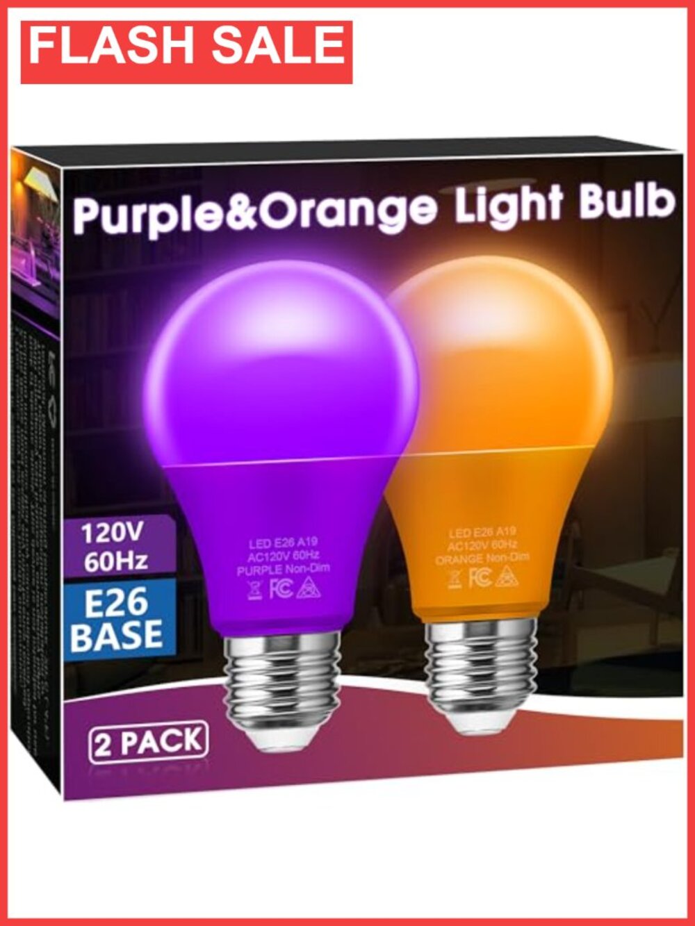 2 Pack A19 LED Light Bulbs E26 Standard Base Energy Efficient